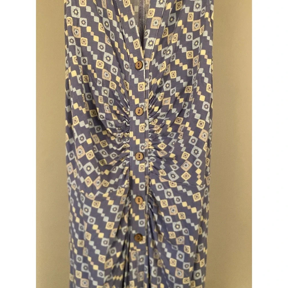 Free People Shayla‎ Blue & Yellow Wide Leg Jumpsuit S